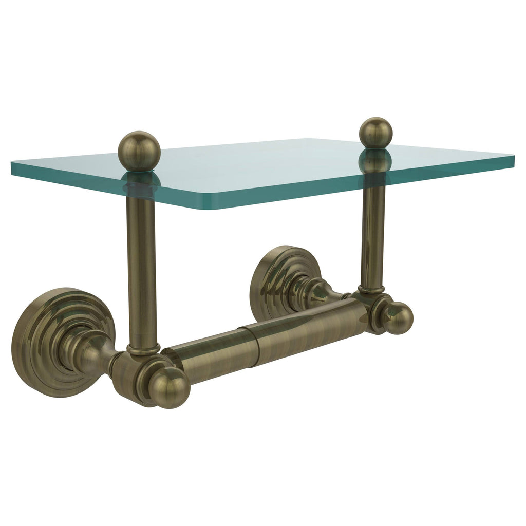 Black Matte Two Post Toilet Tissue Holder with Glass Shelf K211741