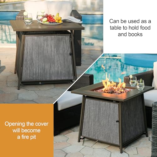 Black 28 inch Propane Fire Pit Table Y317449