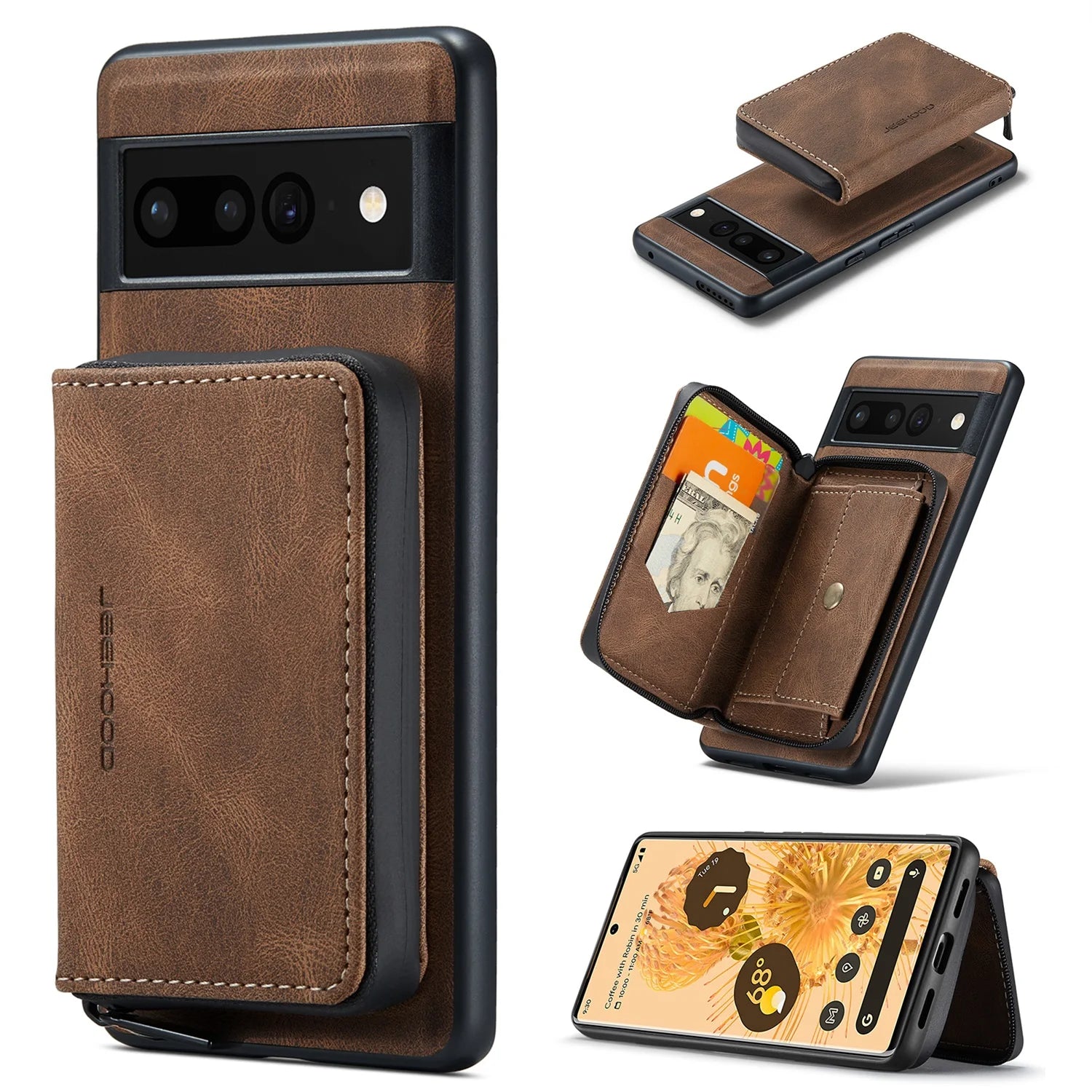 Brown Wallet Case for Google Pixel Fold 5G with Screen Protector V812073