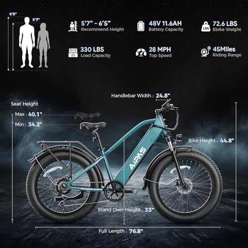 26'' x 4.0'' Fat Tire Electric Mountain Bike with 480Wh Battery 7 Speed W25254