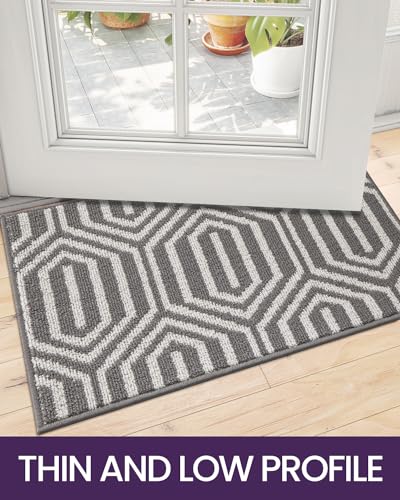 Non Slip Washable Entry Doormat, 35"X59", Grey O979312