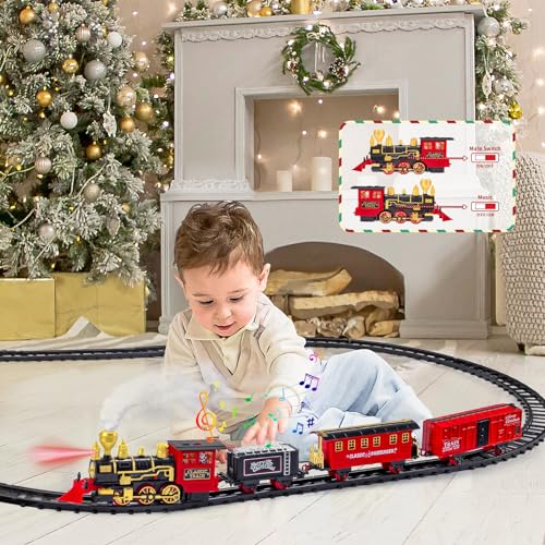 Electric Train Toy with Steam Locomotive, Tracks, Lights & Sound O774