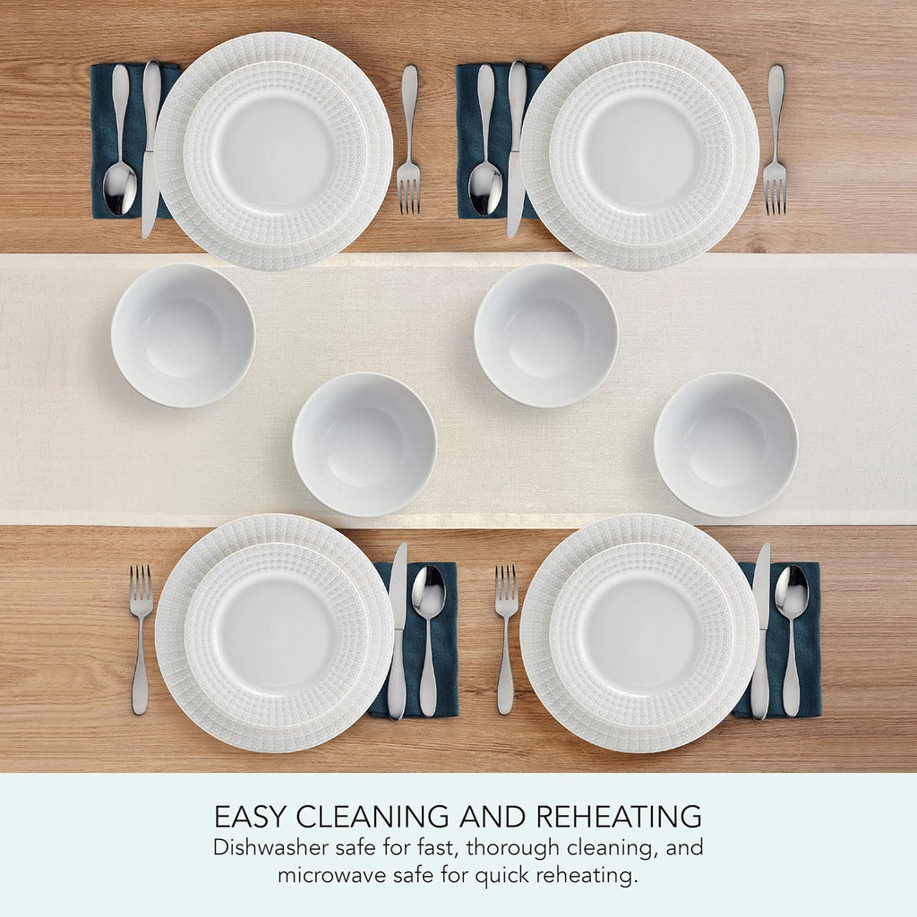 12 Piece White Dinnerware Set U964
