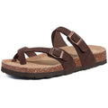 Women's Genuine Suede Cork Footbed Sandals with Adjustable Buckle B804