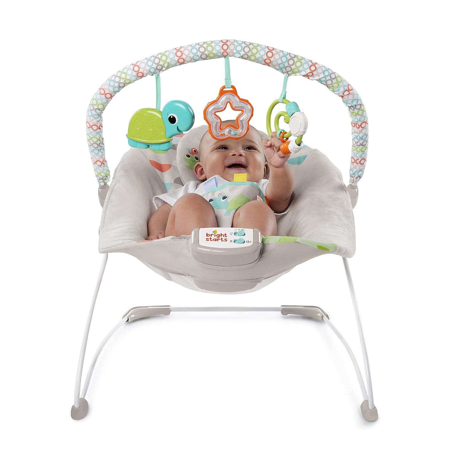 Baby Bouncer Infant Seat with Vibrations, Music, Removable Toy Bar A542634