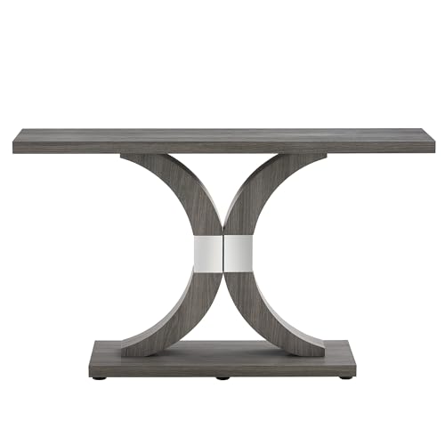 55 inch Gray Console Table with Geometric Base F75216
