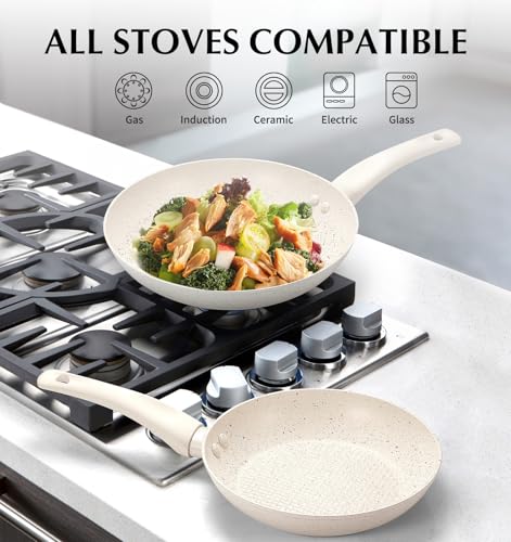 White 10 Inch Nonstick Marble Frying Pan R641