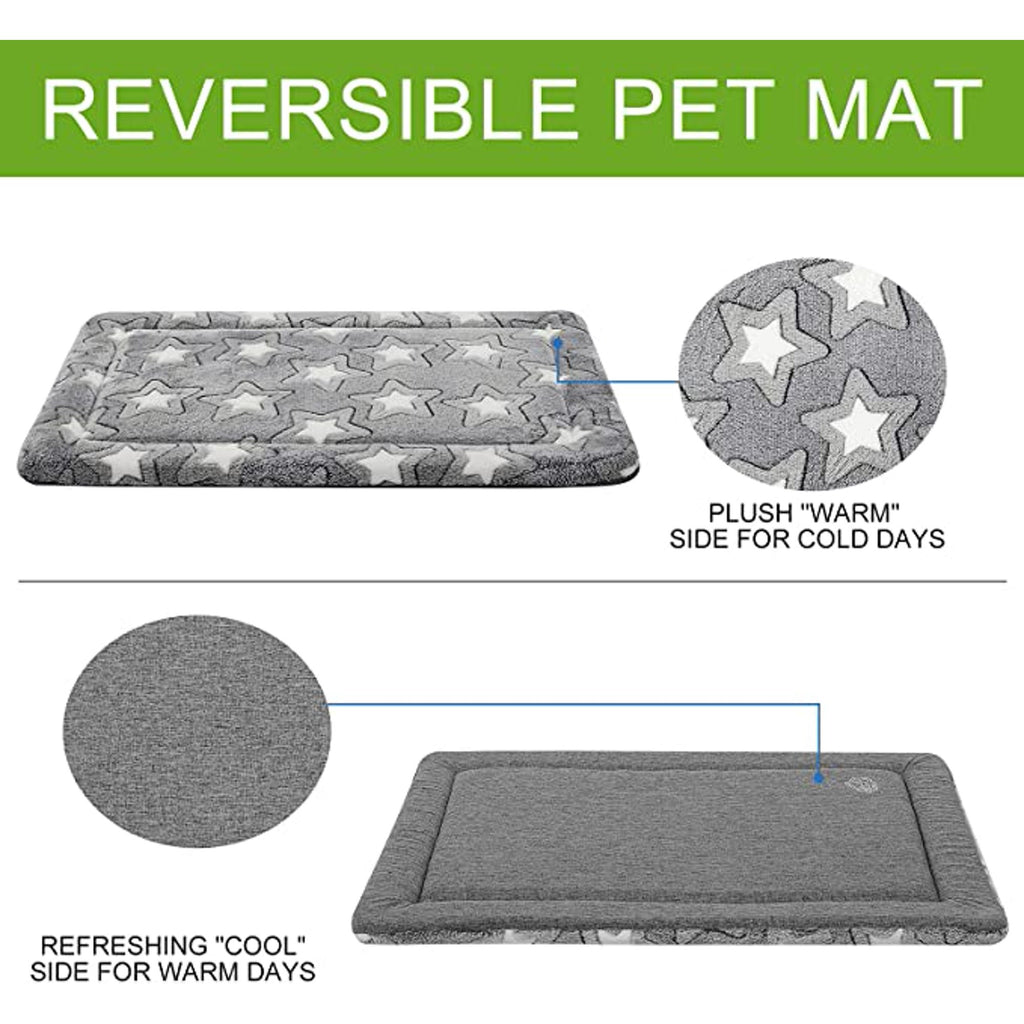 Reversible Machine Washable Grey Dog Crate Pad K8266