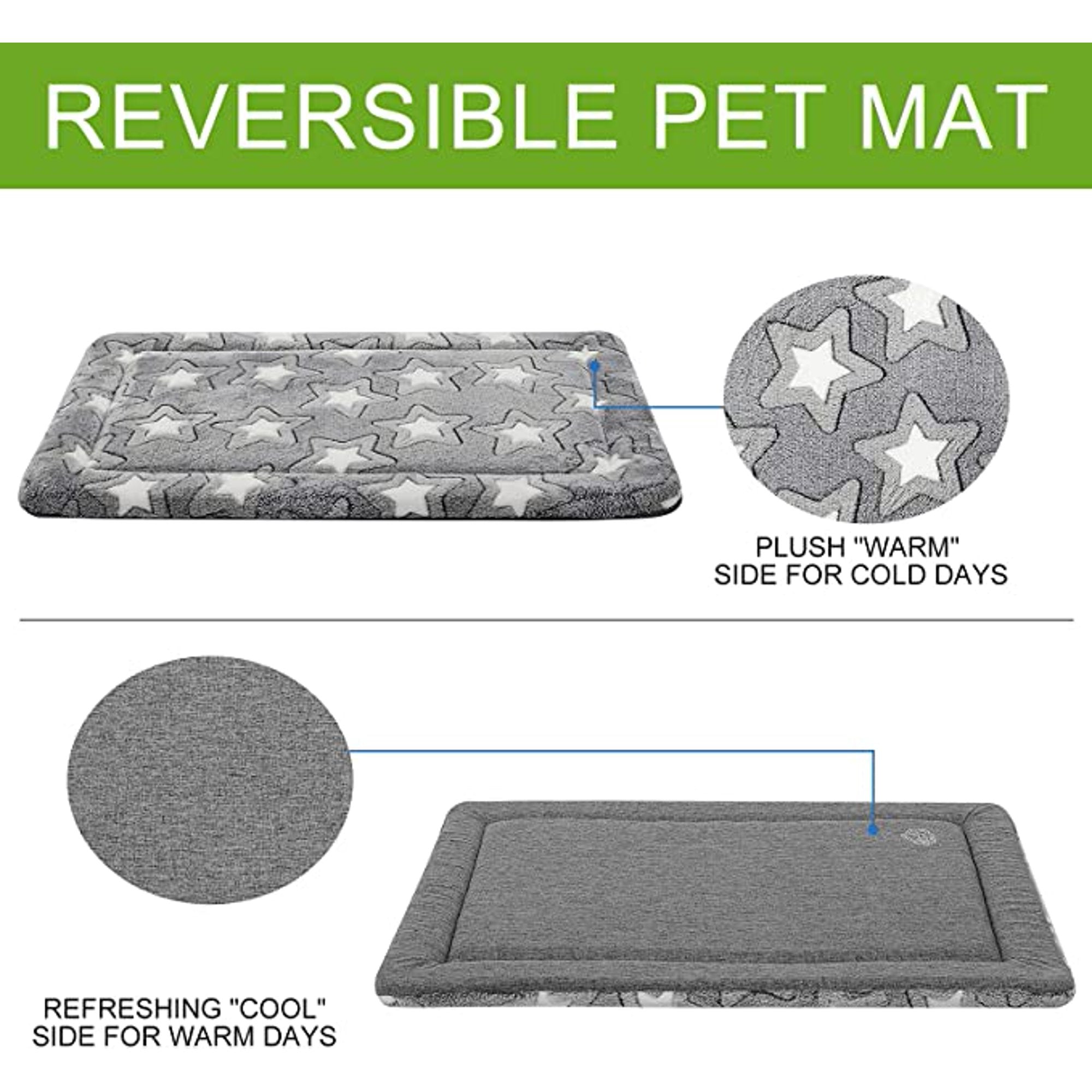 Reversible Machine Washable Grey Dog Crate Pad K8266