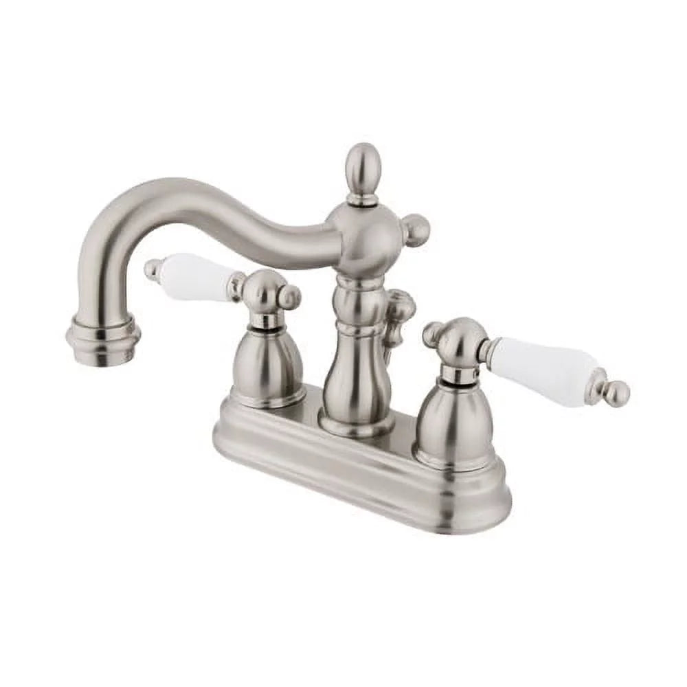 Double Porcelain Lever Handles Centerset Bathroom Sink Faucet T310189