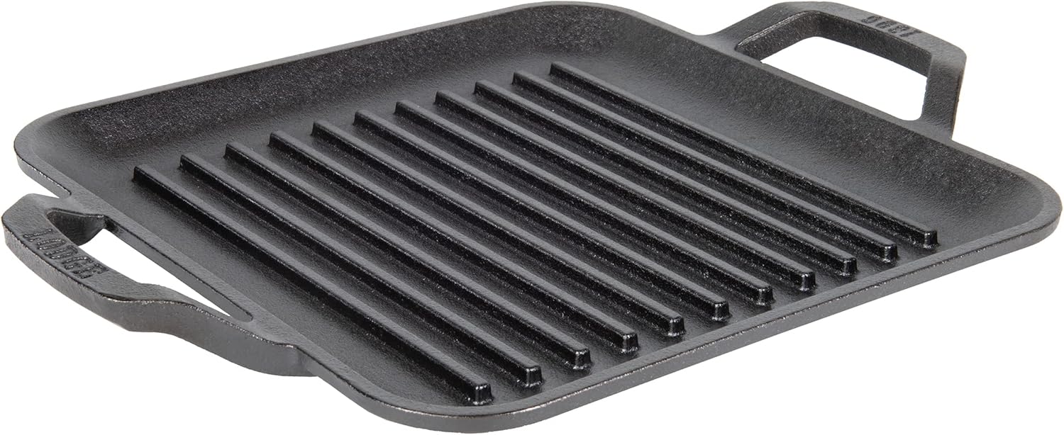 11 in Pre-Seasoned Cast Iron Square Grill Pan J583531