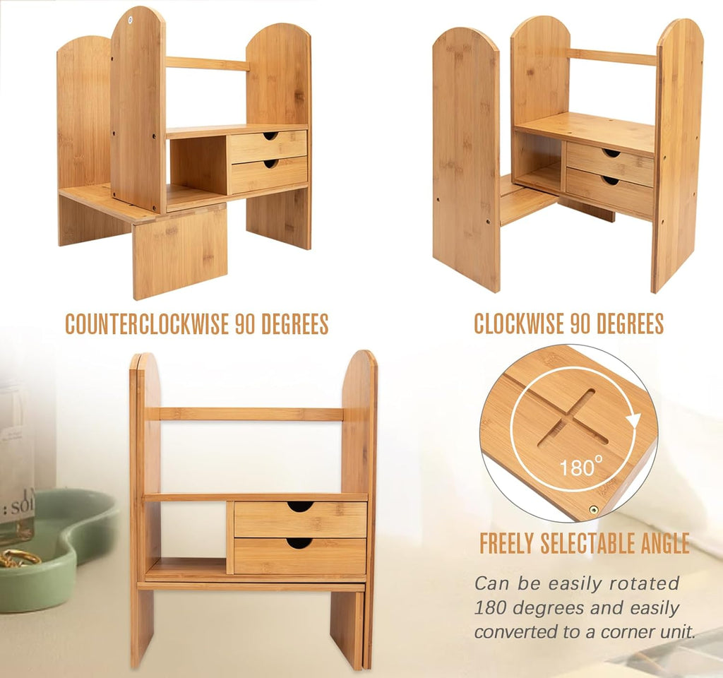 Bamboo Desktop Bookshelf Organizer J987