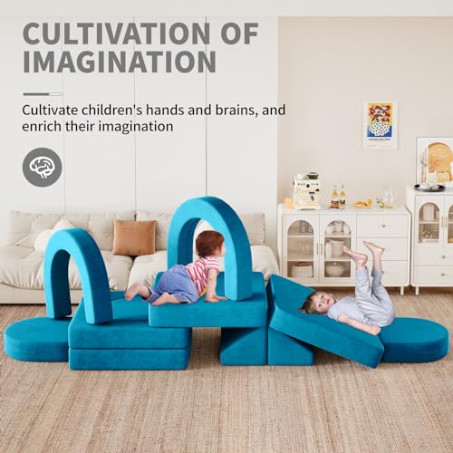 12PCS Modular Toddler Couch with Triangular Cushions and Arches (Gray) N4015