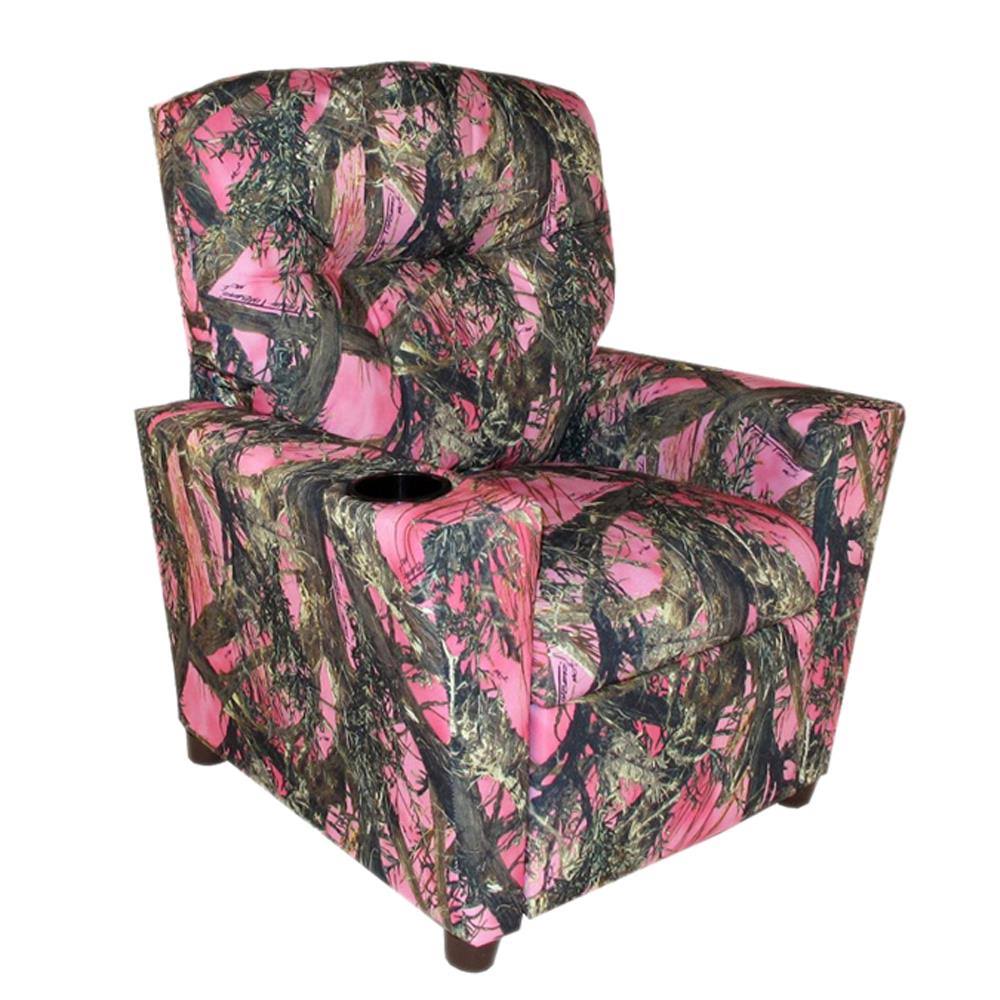 Child Recliner with Cup Holder Camouflage Pink H16272