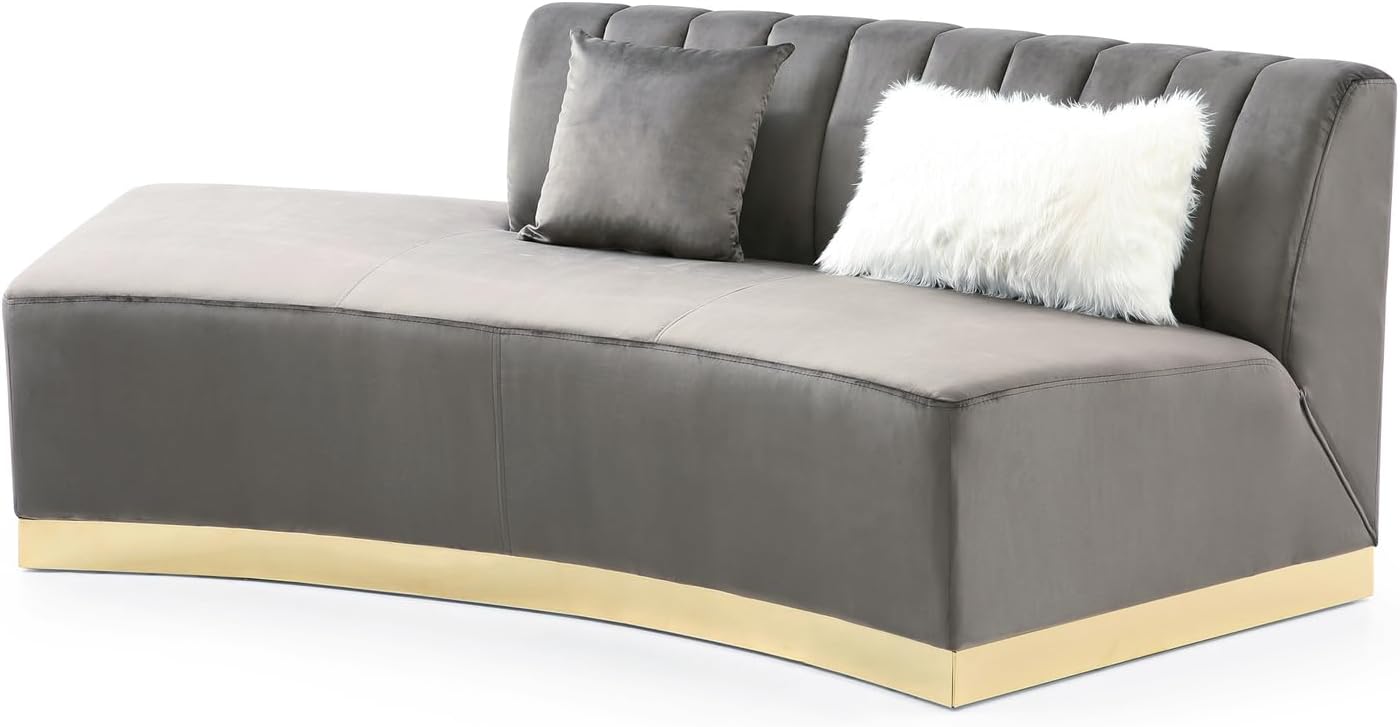 Dark Gray Armless Velvet Curved Sofa Y2212