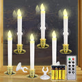 6 Set Gold LED Flameless Taper Candles with Timer A92344