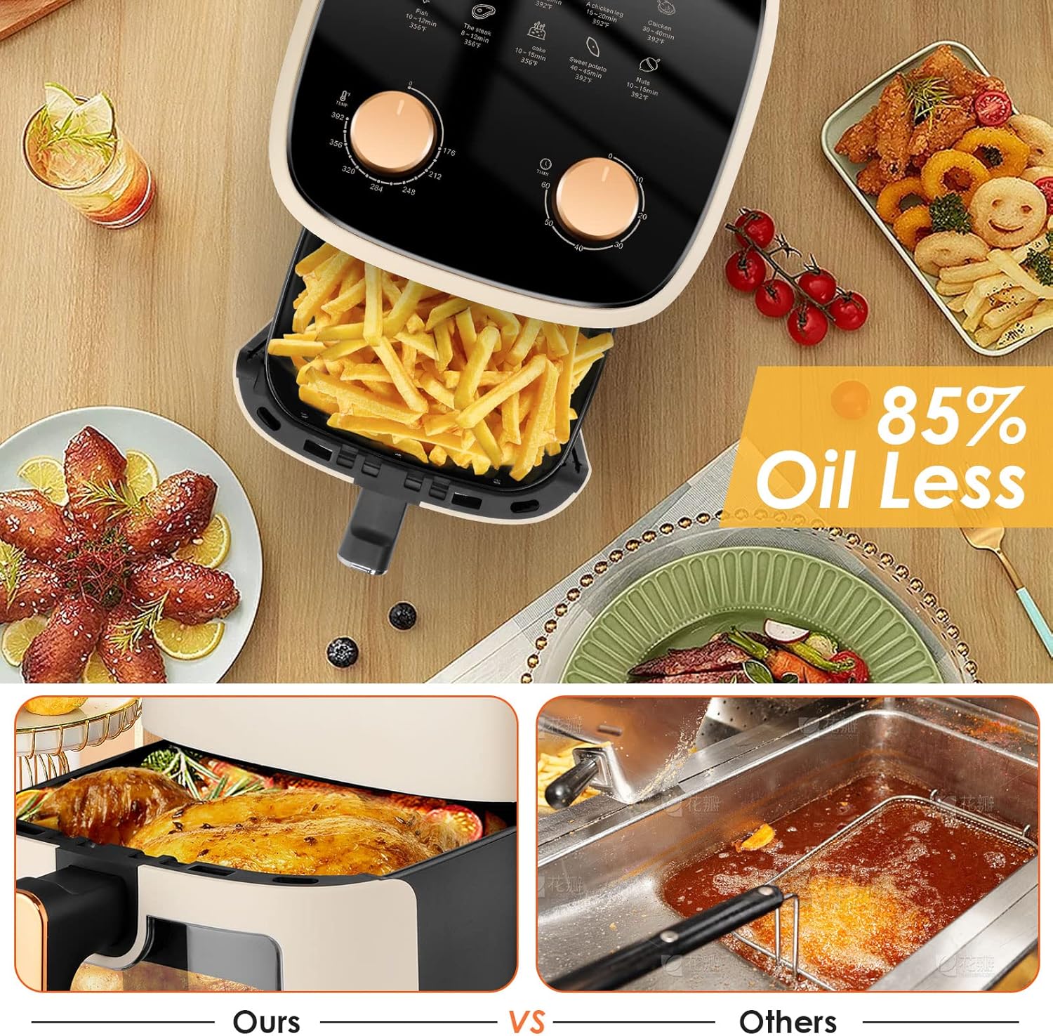 5.8Quart Air Fryer Oven with Viewing Window Non-stick Basket Y7306