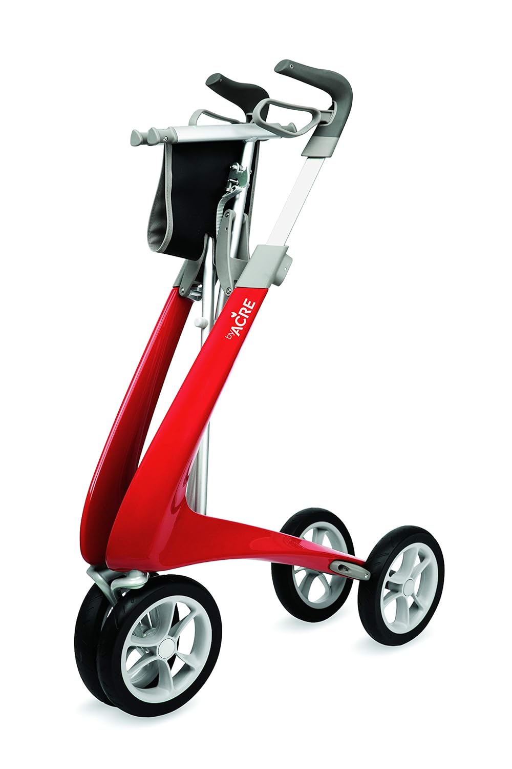 Red Carbon Ultralight Rollator Walker with Organizer Bag, Wide Track, 18.5" x 24" Seat C3192