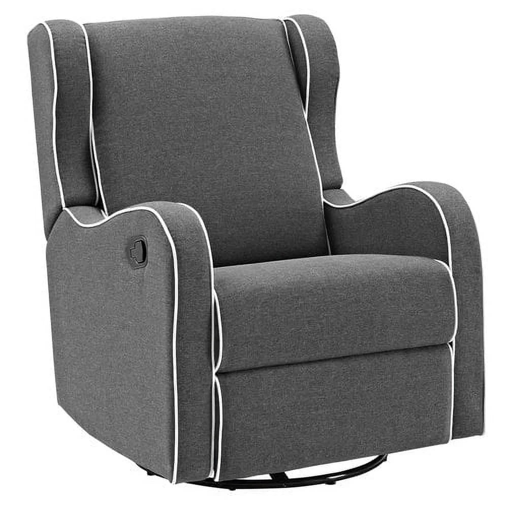 Dark Gray Fabric Upholstered Swivel Gliding Recliner L657