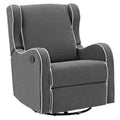Dark Gray Fabric Upholstered Swivel Gliding Recliner L657