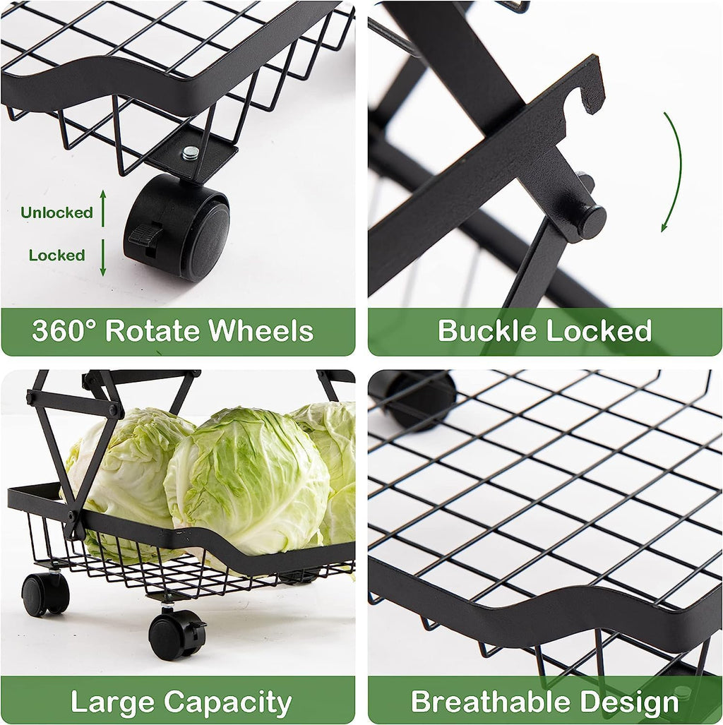 5 Tier Foldable Rolling Storage Cart with Lockable Wheels X820891