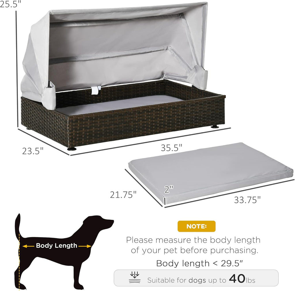 Elevated Rattan Pet Sofa with Waterproof Cushion T3451