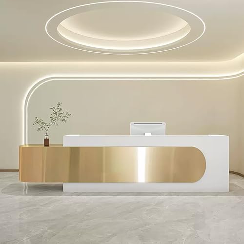 Reception Desk with LED Lights & Glass Top and Lockable Drawer (64IN) L702
