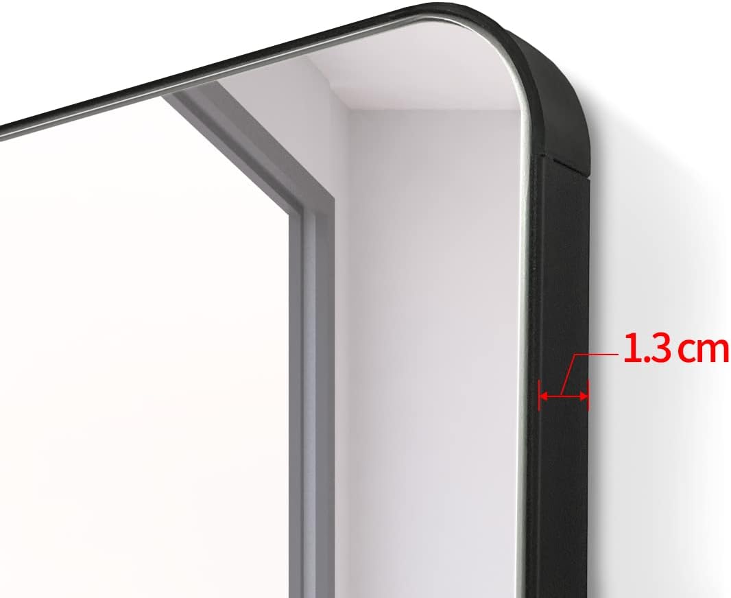 Black Aluminum Alloy Frame Pivot Rectangle Bathroom Mirror W2152