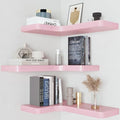 Black Solid Wood Corner Floating Shelves Set of 3 M990