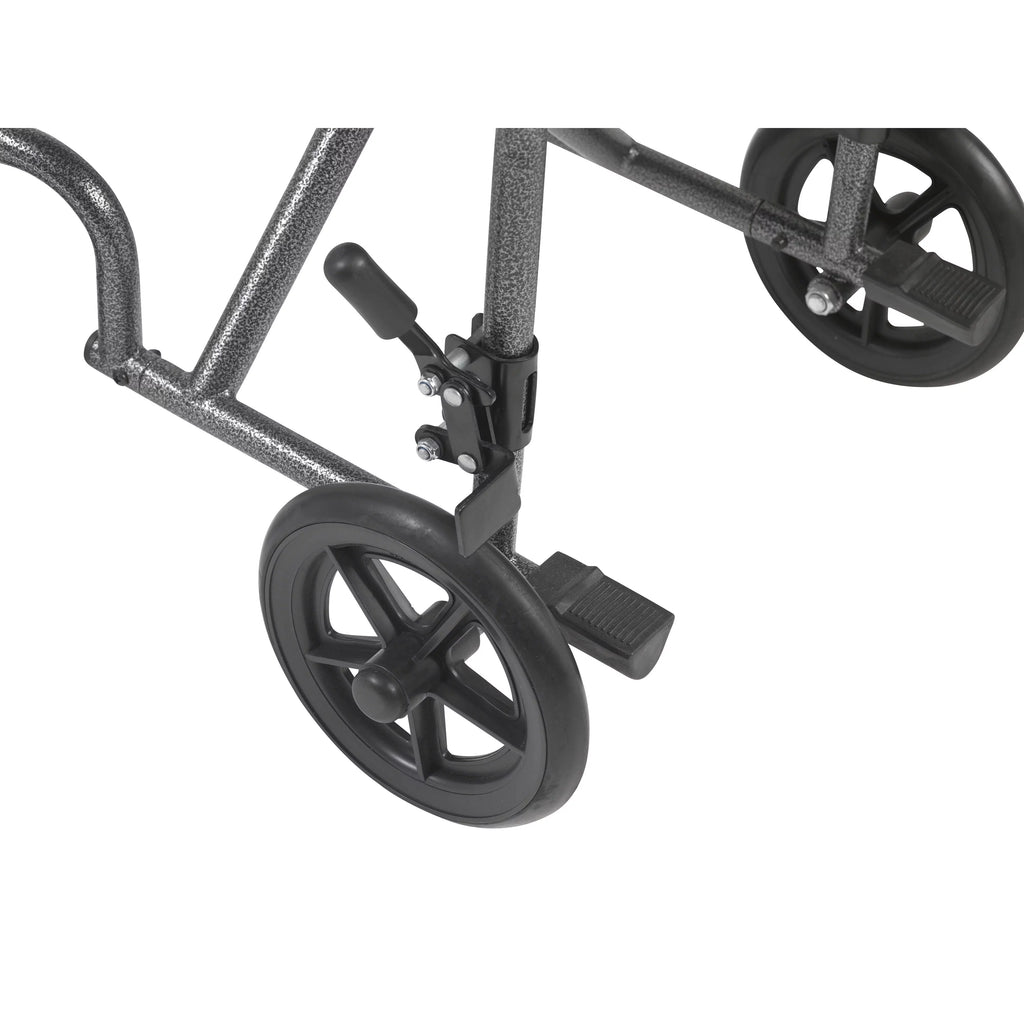 Lightweight Steel Transport Wheelchair, Fixed Full Arms, 19" Seat Y311781