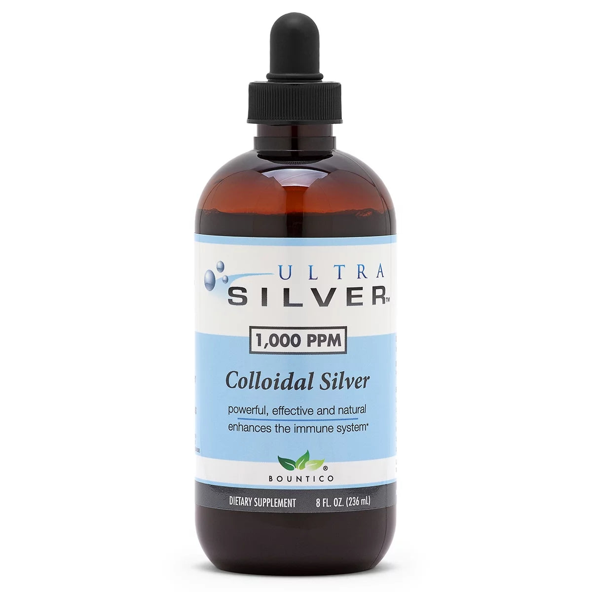 1000 PPM 8 Oz Colloidal Silver Mineral Supplement with Dropper S45456