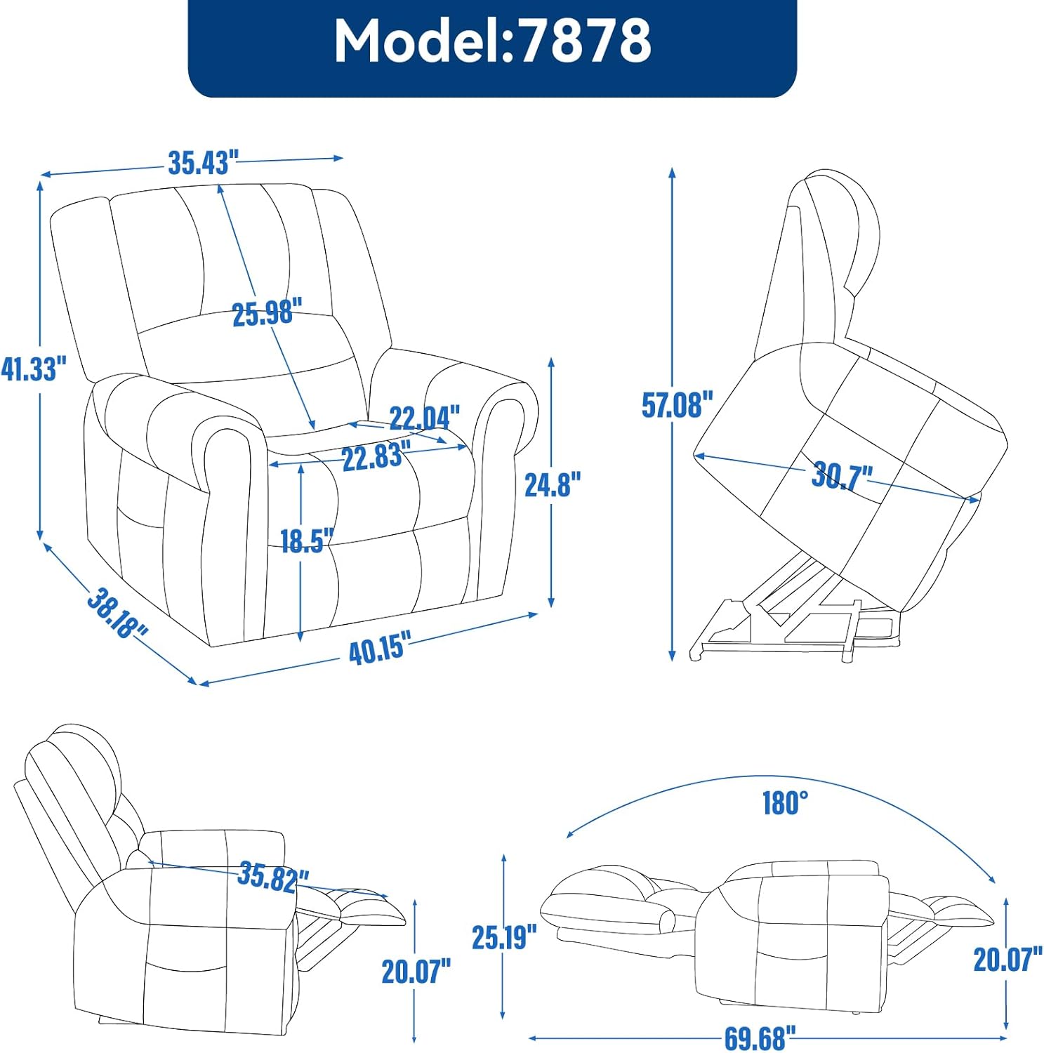 Brown Genuine Leather Power Lift Recliner Chair with Heat Massage X674518