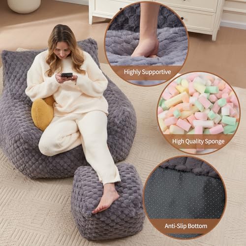 Giant Bean Bag Sofa Chair with Foot Rest N57866
