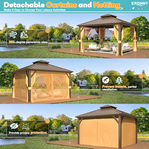 10' x 12' Hardtop Gazebo with Aluminum Frame and Galvanized Steel Double Roof P134