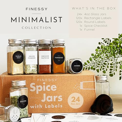 4 oz Clear Empty Spice Jars with Labels and Shaker Lids O87357
