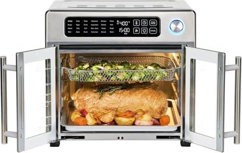 Extra Large French Door Air Fryer Toaster Oven Combo, Stainless Steel, 26QT Capacity B705518