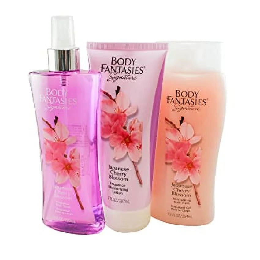 Japanese Cherry Blossom Body Spray 8 Oz & Body Lotion 7 Oz & Body Wash 12 Oz Y1035