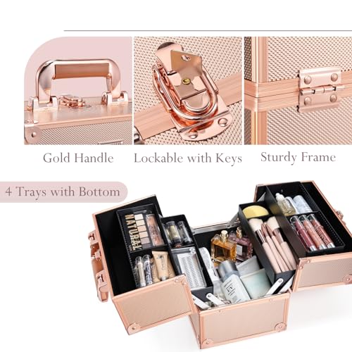 10 Inch Portable Makeup Train Case with Lockable W4695