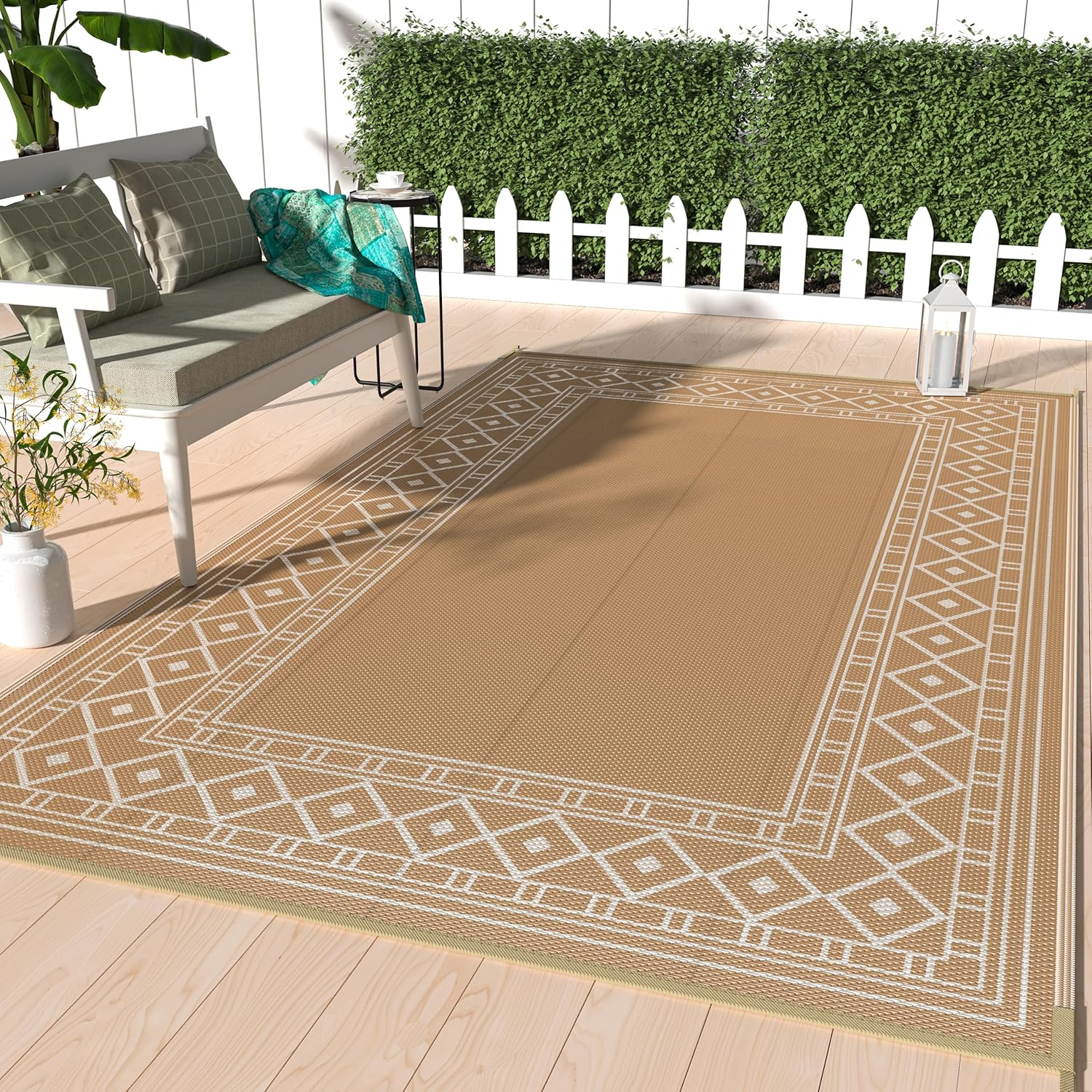 5' x 8' Waterproof Reversible Outdoor Plastic Straw Rug S1687