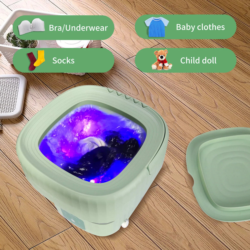 Mini Foldable Washer and Spin Dryer (Green) G7709