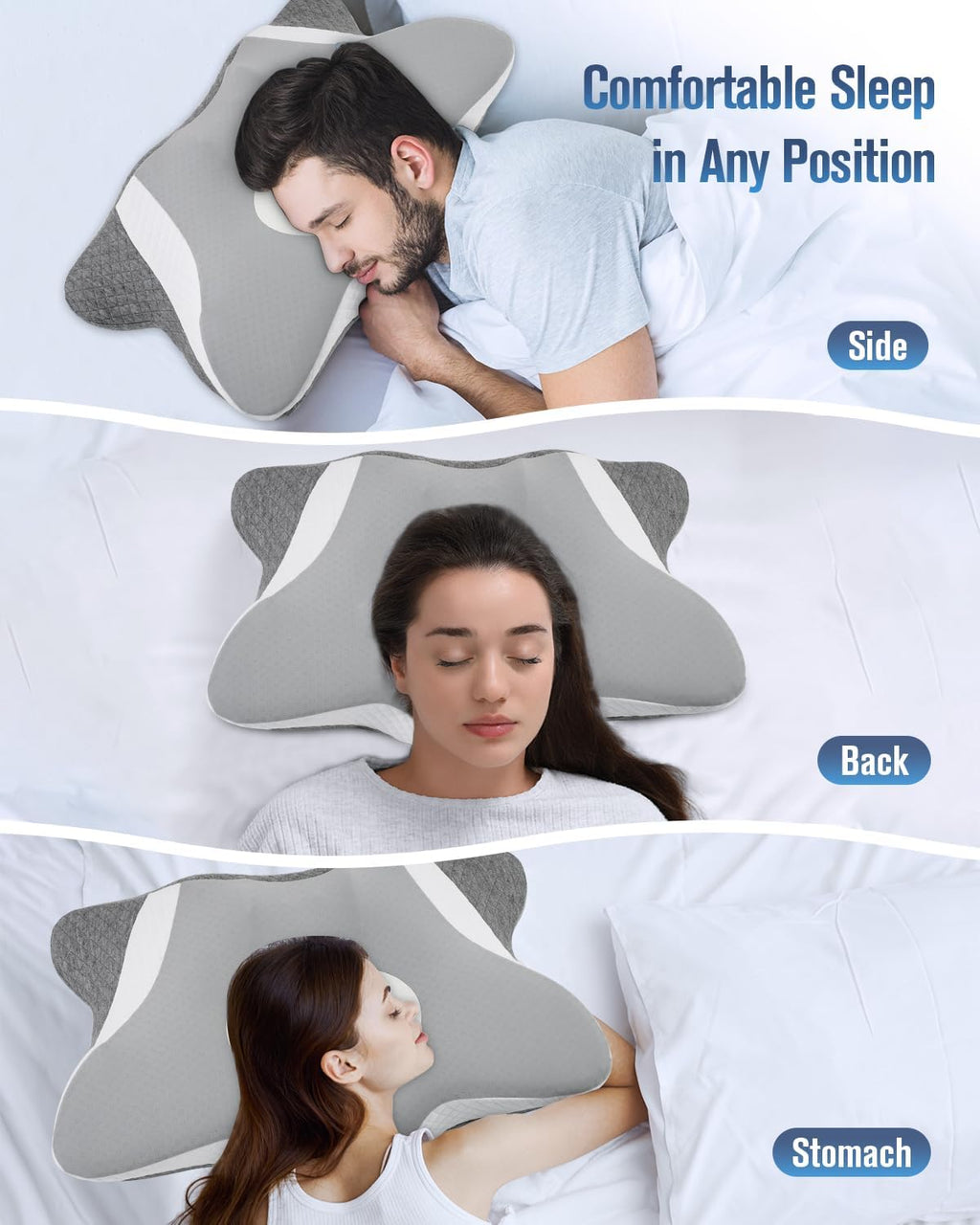 Ergonomic Memory Foam Cervical Neck Pillow with Cooling Pillowcase N61569
