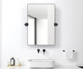 Black Aluminum Alloy Frame Pivot Rectangle Bathroom Mirror W2152