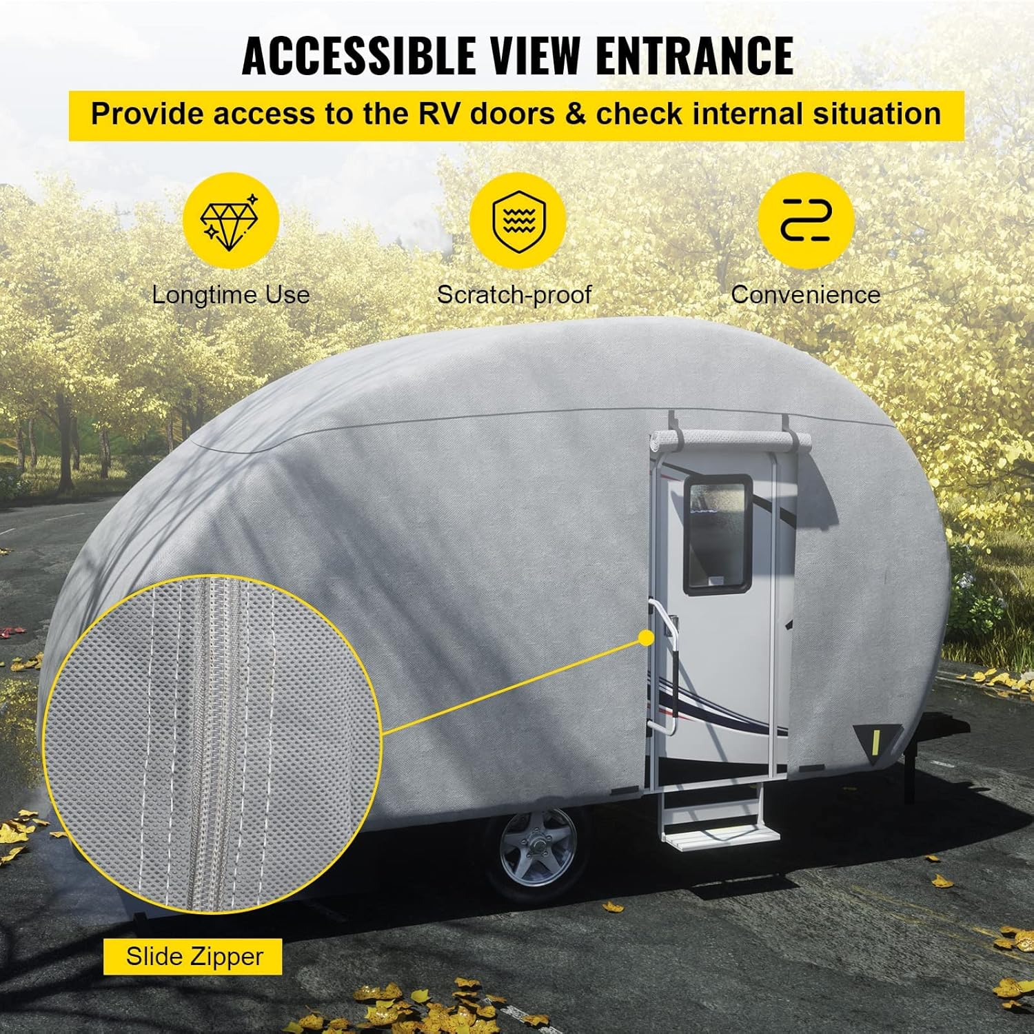 Upgraded Non-Woven 4 Layers Teardrop Trailer Cover with Storage Bag X60811
