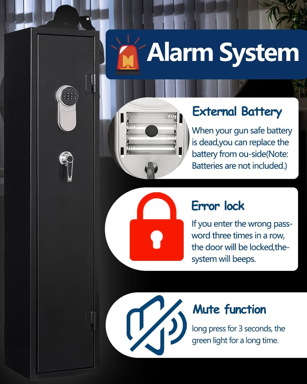 5-6 Gun Safe with Removable Shelfs and 3 Pistol Pocket I790