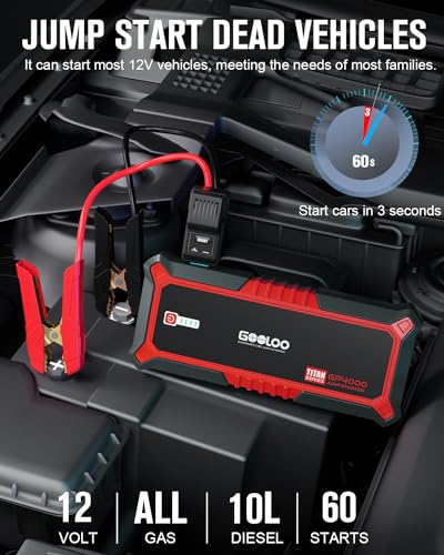 4000A Peak Car Battery Jump Starter with Jumper Cable H7351