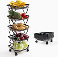 5 Tier Foldable Rolling Storage Cart with Lockable Wheels X820891