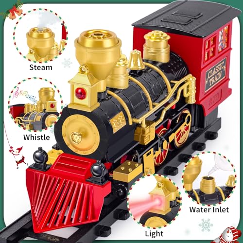 Electric Train Toy with Steam Locomotive, Tracks, Lights & Sound O774