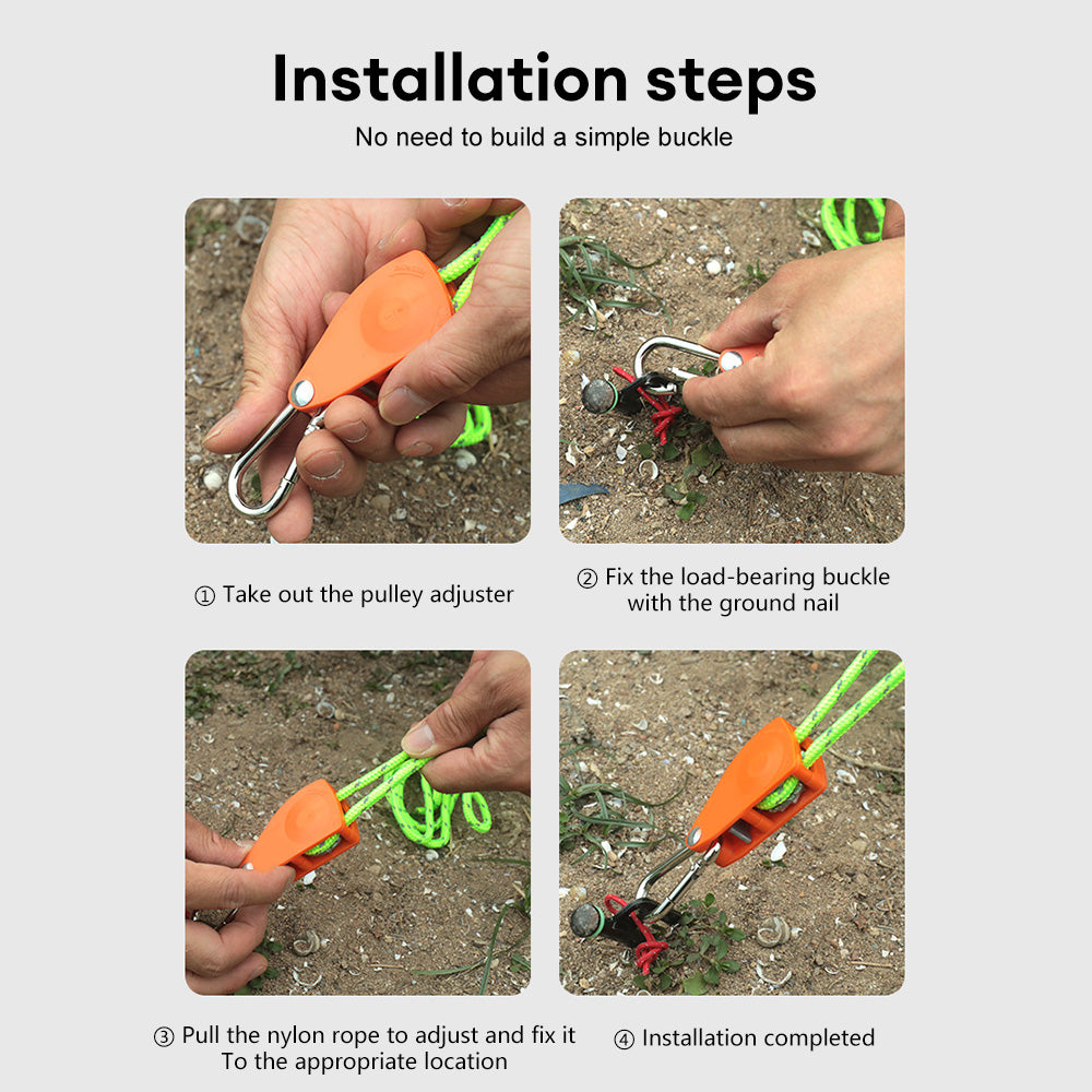 Camping Rope with Ratchet Pulley Guy Lines Q22916