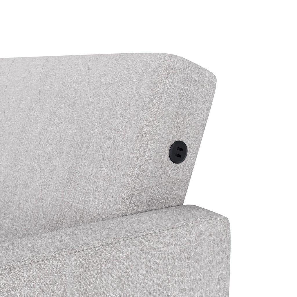 Light Gray Linen Convertible Sofa Bed with USB Port M50961