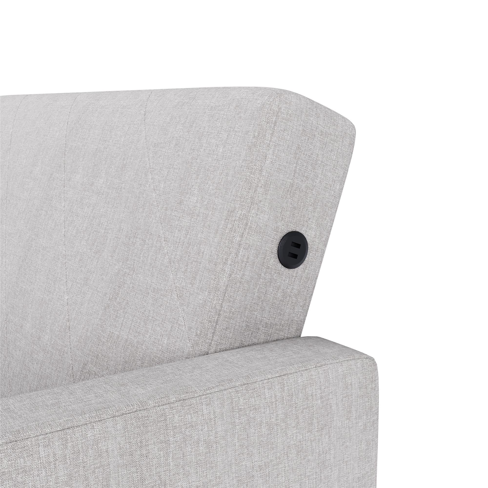 Light Gray Linen Convertible Sofa Bed with USB Port M50961
